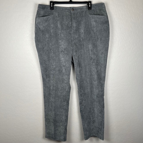 CJ Banks Corduroy Pants Womens 18W Gray Textured Straight Leg Stretch - Picture 1 of 9